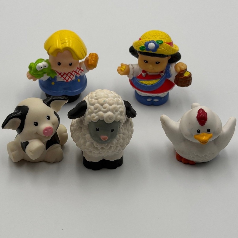 Fisher Price Little People Farm Animal Figure Set Cow Sheep Chicken Boy Girl 5pc